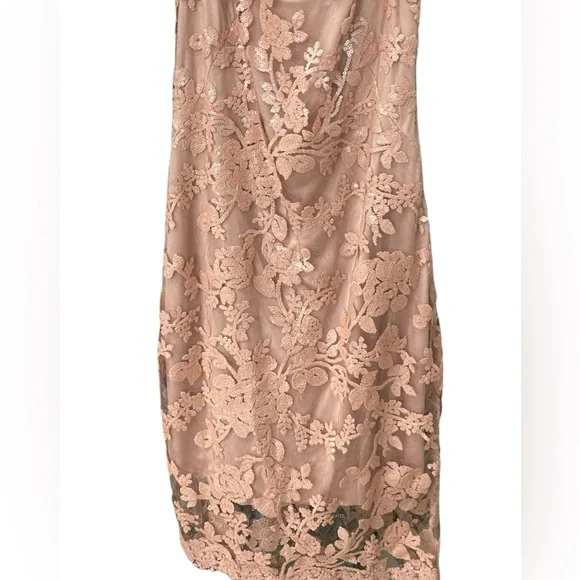 NWT Tadashi Shoji Blush Antique Pink Lace Cocktail Dress SIZE 8 - Picture 12 of 16